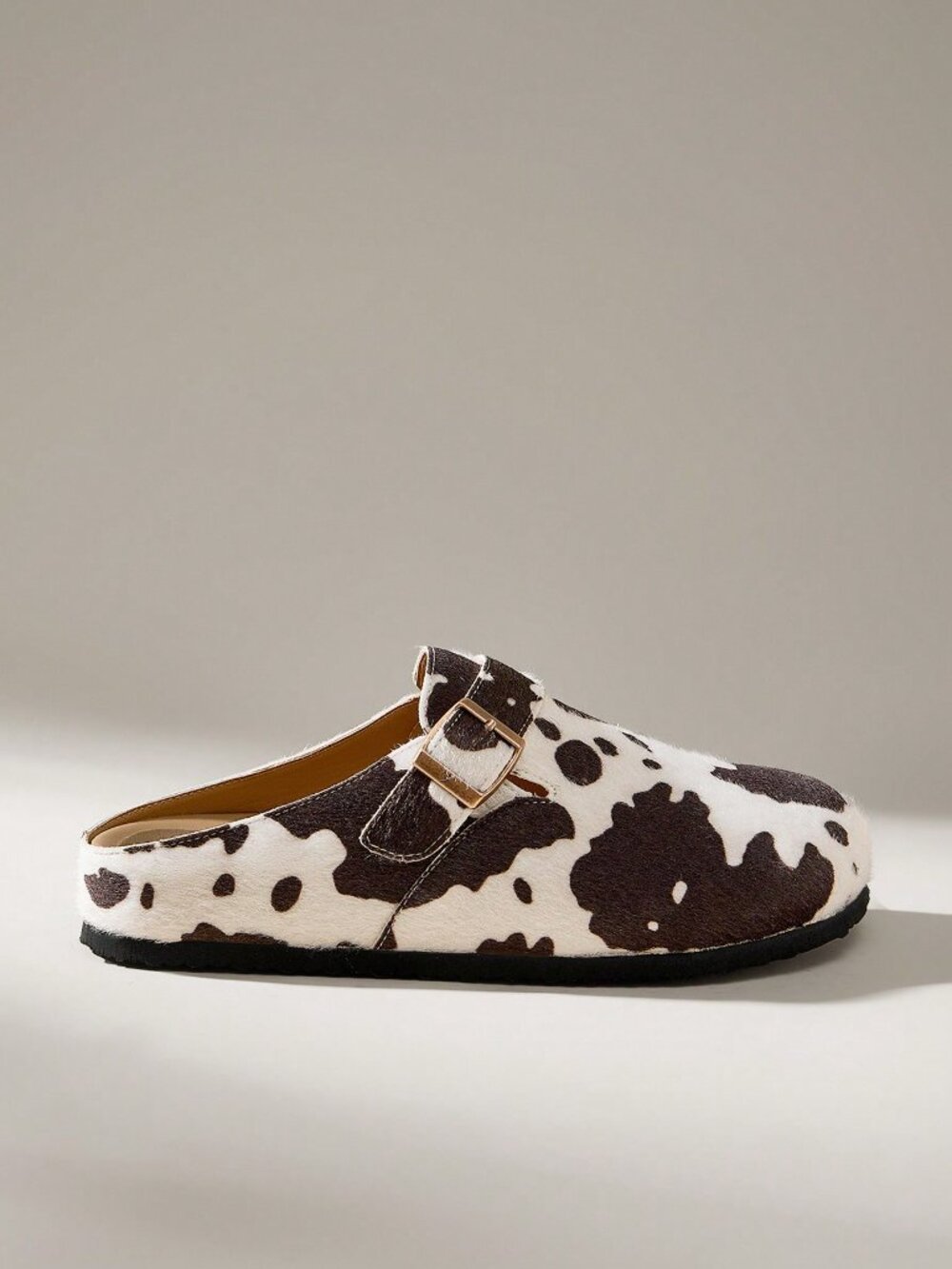Brown Casual Women's Cow Print Flat Loafers Shoes - Picture 2 of 5